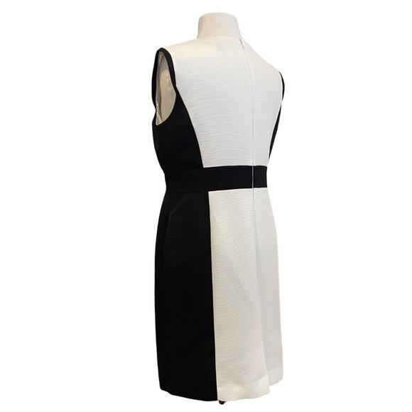 Tahari-Levine Studio Petite Black & White block Sleeveless Dress With Belt Waist - Picture 5 of 11